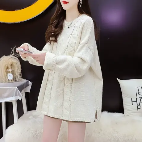 复古港味麻花毛衣女2024新款春季爆款洋气减龄宽松慵懒风百搭上衣图片