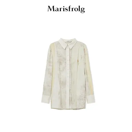 【艺术匠坊】玛丝菲尔时尚气质翻领年轮灵感提花宽松直身版衬衫女商品大图