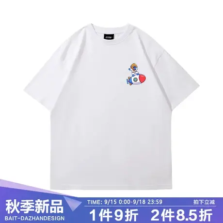 卡通短袖t恤男潮牌简约百搭白色基础款休闲运动百搭打底衫上衣商品大图