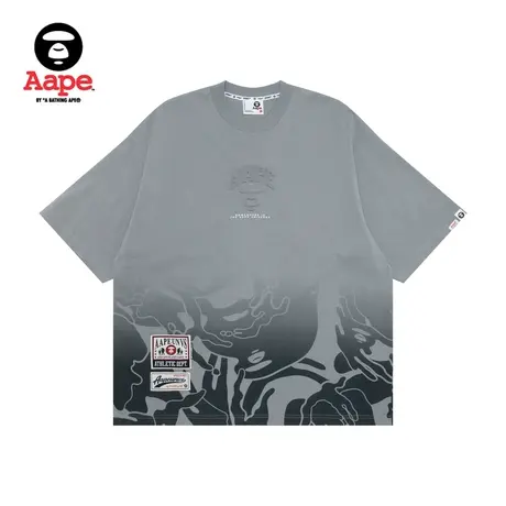 Aape男装春夏立体猿颜字母图案渐变迷彩印花潮流短袖T恤1464XXM图片