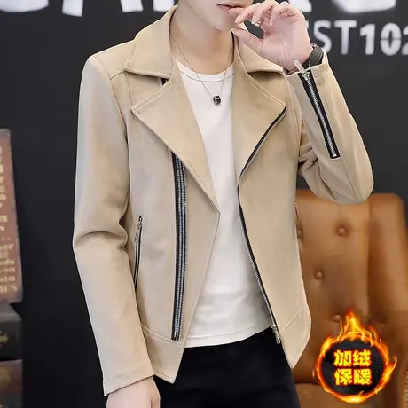 男士潮牌个性帅气加绒外套社会小伙秋冬韩版加厚夹克男装保暖棉衣图片