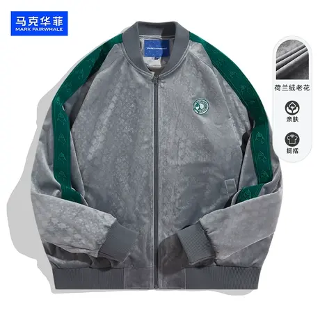 商场同款马克华菲2023秋冬新品男士荷兰绒老花夹克外套休闲上衣潮图片