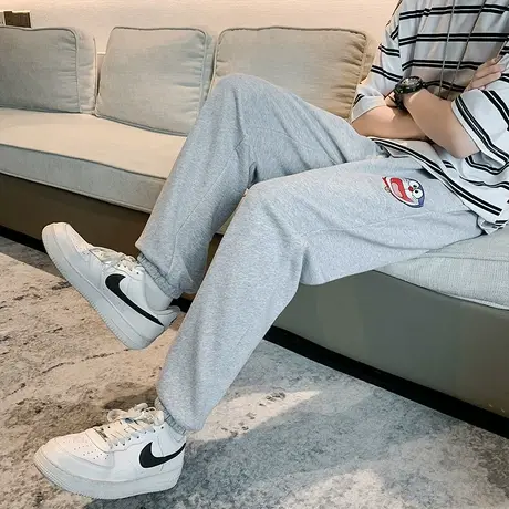 2023新款秋冬季卡通卫裤男潮牌运动裤垂感束脚高街百搭休闲长裤子商品大图