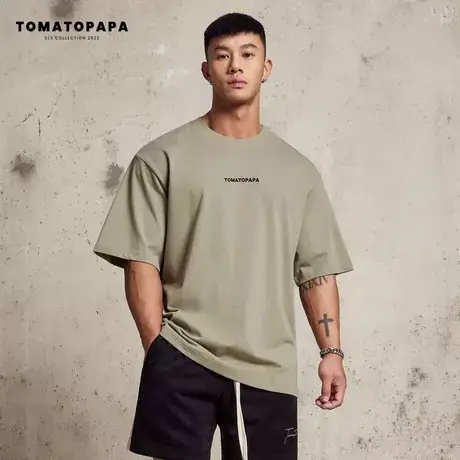 TOMATOPAPA原创夏季短袖T恤男女同款潮牌宽松百搭运动水洗短袖商品大图