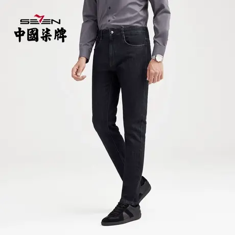 柒牌清仓男装牛仔裤冬季含羊毛舒适简约潮流青年休闲长裤商品大图