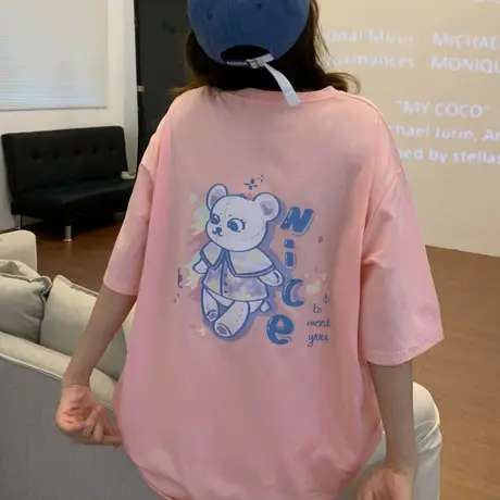 oversize短袖t恤女2021夏季薄款宽松韩版ins设计感小众纯棉上衣服商品大图