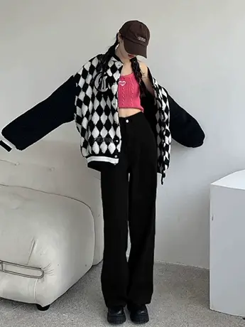 清仓捡漏百搭复古裤子女高腰显瘦直筒宽松牛仔裤阔腿拖地垂感商品大图