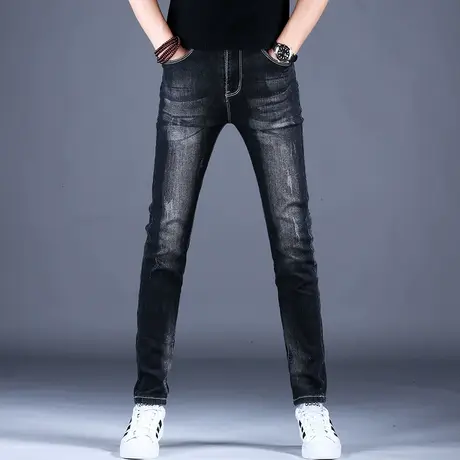 男士秋款轻奢休闲牛仔裤男款修身小脚2023春夏弹力紧身百搭裤子男商品大图