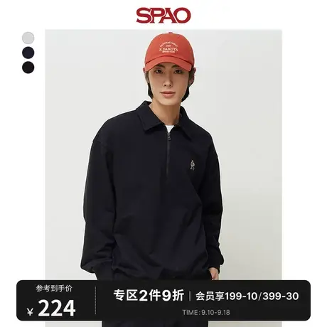 【小熊Woodie】SPAO男女韩国同款2023年秋冬半拉链卫衣SPMWD12C02图片