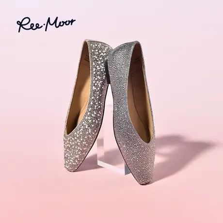 REEMOOR睿慕2023秋季水钻尖头浅口平底鞋舒适软底时尚百搭单鞋女商品大图