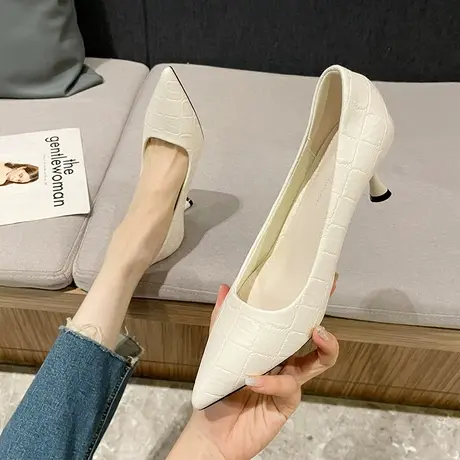 尖头职业高跟鞋女细跟2023年春季新款设计感小众气质百搭浅口单鞋商品大图