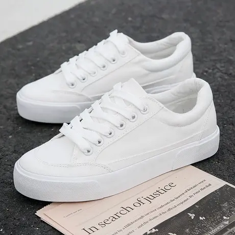 小白鞋2023春夏新款帆布鞋女鞋韩版白色文艺布鞋潮学生鞋子百搭商品大图