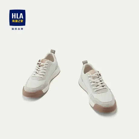 HLA/海澜之家抽绳系带休闲鞋2023新款轻便透气耐穿运动风板鞋男商品大图