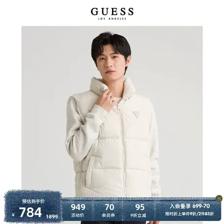 GUESS情侣男士纯色倒三角LOGO羽绒马甲-MM4W8897K商品大图