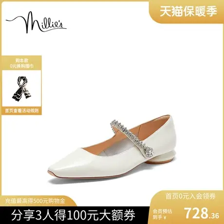 millies/妙丽2023秋季新款时尚复古法式玛丽珍粗跟女单鞋C2388CQ3图片