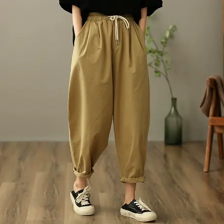 dza 高腰显瘦九分休闲裤女士2023春季新款直筒工装裤宽松阔腿裤子图片