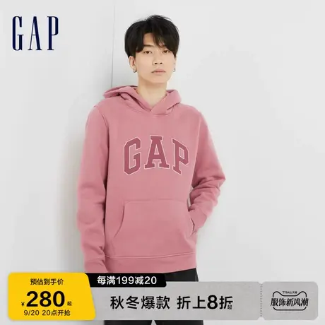 Gap男女装秋季2023新款LOGO碳素软磨抓绒连帽卫衣791339运动上衣商品大图
