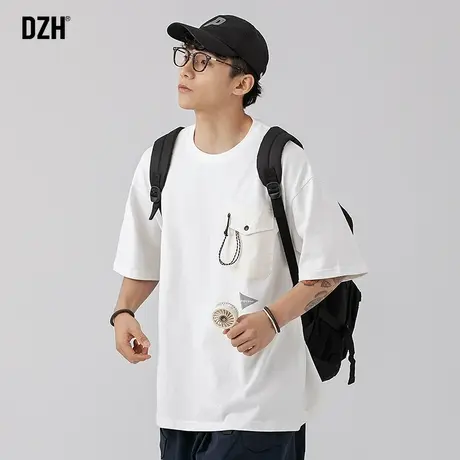 男士白色重磅t恤男短袖纯棉潮牌百搭男装2023新款美式体恤衫宽松商品大图