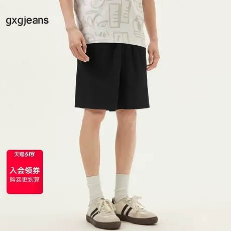 gxg.jeans男装 黑色简约基础宽松直筒休闲短裤男士 25年夏季新款商品大图