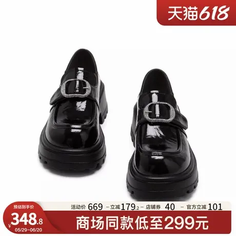 星期六厚底乐福鞋2025春季新款英伦风粗跟增高通勤小皮鞋女款单鞋商品大图