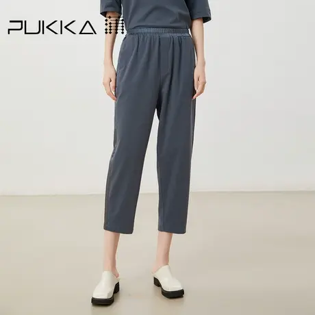 蒲PUKKA 拼布弹力腰九分裤女萝卜裤宽松2023夏季新款高级感休闲裤图片