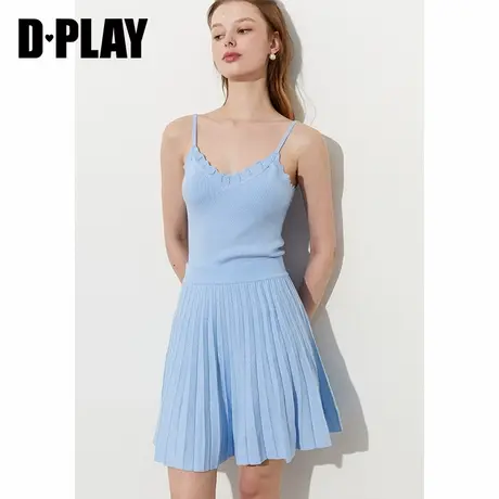 DPLAY2025年夏季新款蓝色吊带背心女法式紧身收腰针织多巴胺上衣商品大图