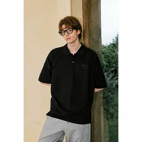Lilbetter毛边设计短袖POLO衫男夏季翻领半袖T恤上衣通勤百搭体恤商品大图