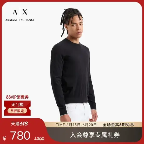 ARMANI EXCHANGE/阿玛尼男士合身圆领经典纯色简约套头针织衫官方图片