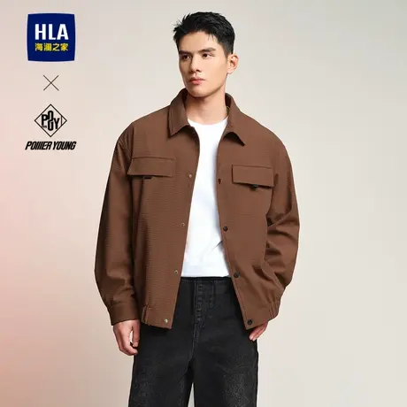 【衬衫领】HLA/海澜之家POWER YOUNG24秋新蜂窝格夹克时尚外套男图片