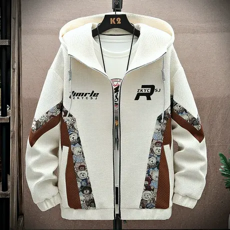 外套男春秋款潮牌宽松休闲夹克男连帽开衫卫衣秋季青少年褂子衣服商品大图