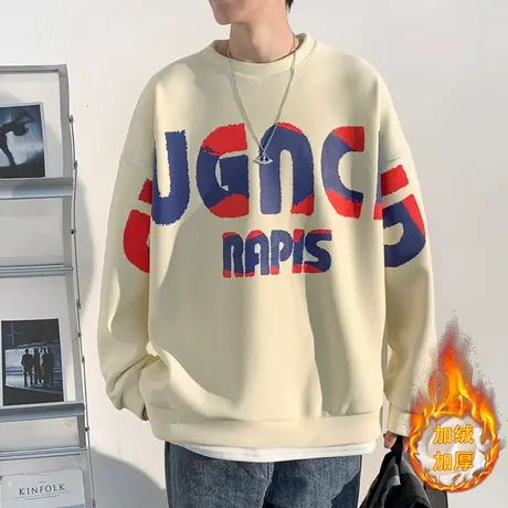 秋冬季长袖卫衣12岁男孩13初高中学生14加绒加厚15大童圆领打底衫商品大图