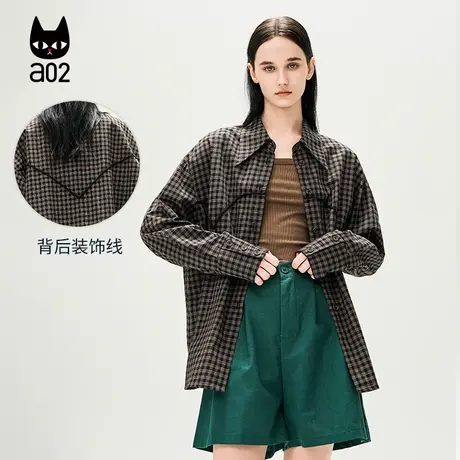 a02【ET自然系列】长袖格子衬衫女2025春季新款气质上衣衬衣外套图片