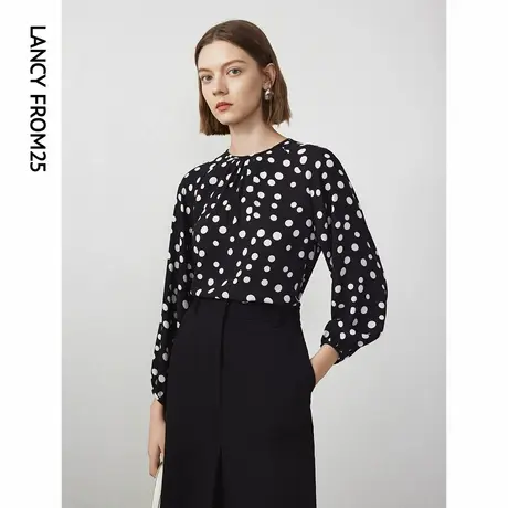 朗姿法式复古波点设计感衬衣女2024年春季新款高级感气质衬衫上衣商品大图
