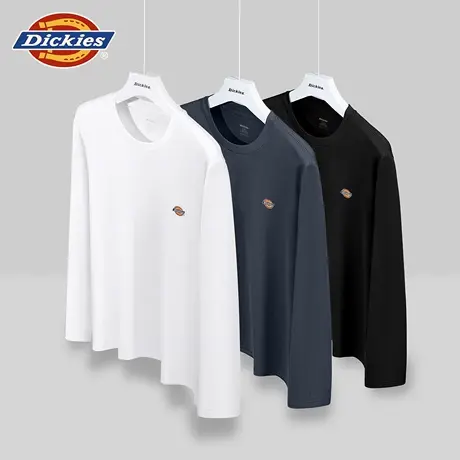 Dickies棉莫秋冬季2025新款长袖男款高级感秋衣男士白色黑色打底商品大图