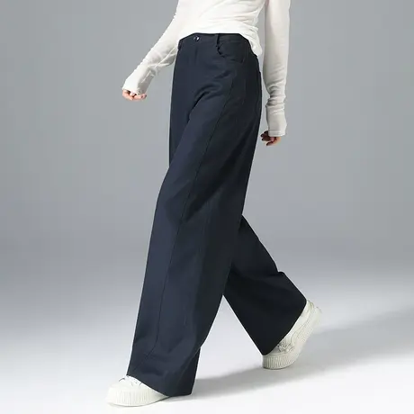 藏蓝色高腰阔腿裤女2025新款春秋休闲裤宽松显瘦拖地直筒裤宽腿裤商品大图