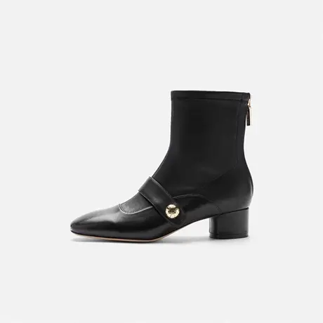 Nine West/玖熙2025年冬季新款玛丽珍时装靴女方头中跟粗跟短靴女商品大图