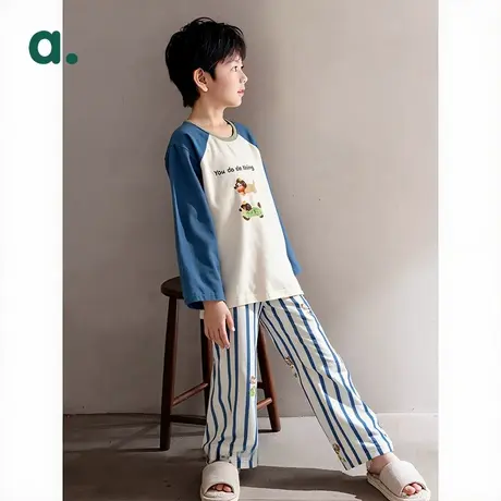 安之伴童装10A抗菌儿童长袖纯棉睡衣春秋季中大童可外穿家居服商品大图