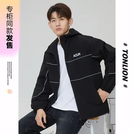 [商场同款]唐狮春秋季外套男后背大字母运动夹克上衣时尚休闲潮商品大图