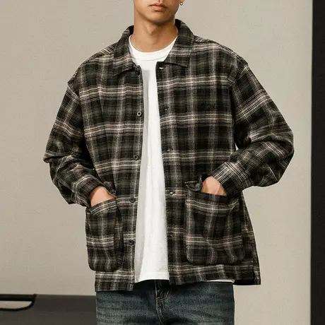 百搭潮流轻奢男装高端衬衫时尚潮流休闲宽松纯色男衬衫长袖男装图片