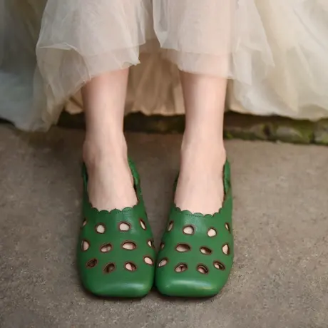 Artmu阿木原创复古镂空包头凉鞋女2023年新款平底小众高级感凉鞋图片