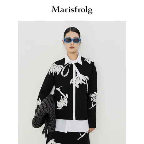 【云兔系列】玛丝菲尔黑色毛衣春装新款宽松纯羊毛针织毛衣女商品大图