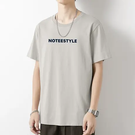 重磅纯棉短袖t恤男夏季潮流宽松圆领打底衫印花半袖美式全棉体恤商品大图