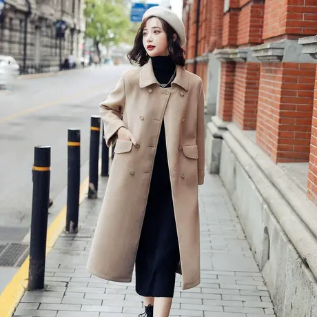 时尚减龄毛呢外套2021年秋冬季新款女士气质休闲中长款显瘦上衣图片