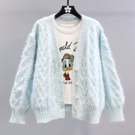 小清新温柔风软糯毛衣外套女秋冬2023新款日系甜美宽松针织开衫商品大图