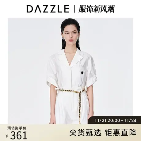 DAZZLE地素奥莱 夏季西装领蝴蝶结法式衬衫上衣女商品大图