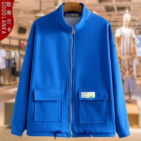 中年妈妈秋装大码200斤宽松夹克衫时尚百搭减龄立领开衫卫衣外套图片