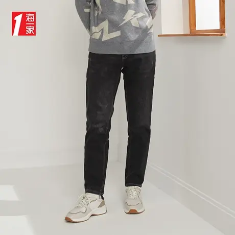 海一家简约基础长裤2023秋季新款舒适中腰弹力沉稳中年牛仔裤男图片