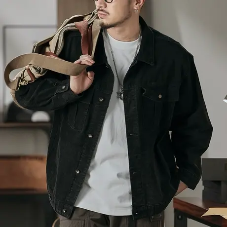 时尚复古男士外套春秋男装提花灯芯绒炒砂工艺洗水百搭夹克外套商品大图