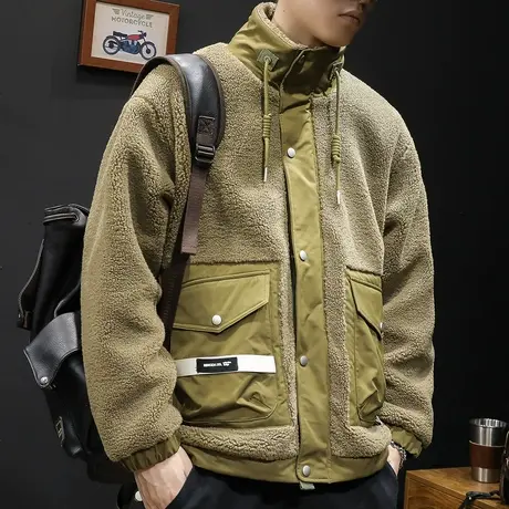 羊羔绒外套男冬季加厚日系2024新款男士休闲工装上衣春秋款保暖潮图片