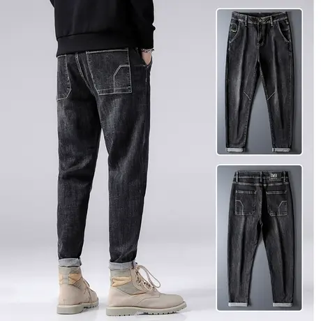 高级设计感男士牛仔裤直筒宽松弹力工装休闲长裤子男裤春季秋冬款商品大图